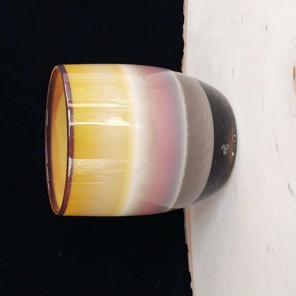 Glassybaby "Hero" Glass Candle Votive Holder Fall Brown Cognac Amber With Yellow - Picture 3 of 11